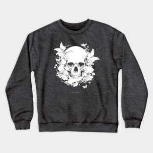 Floral Whispers: A Skull Adorned with Flowers and Butterflies Crewneck Sweatshirt